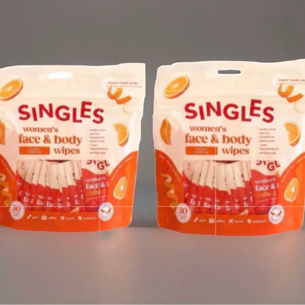 SINGLES Women's Face & Body Wipes - Citrus Scented (Set of 2)